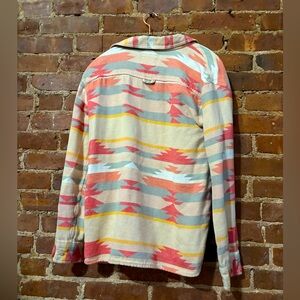 Junk Food Clothing Women's Oversized Aztec Print Flannel Jacquard Shirt